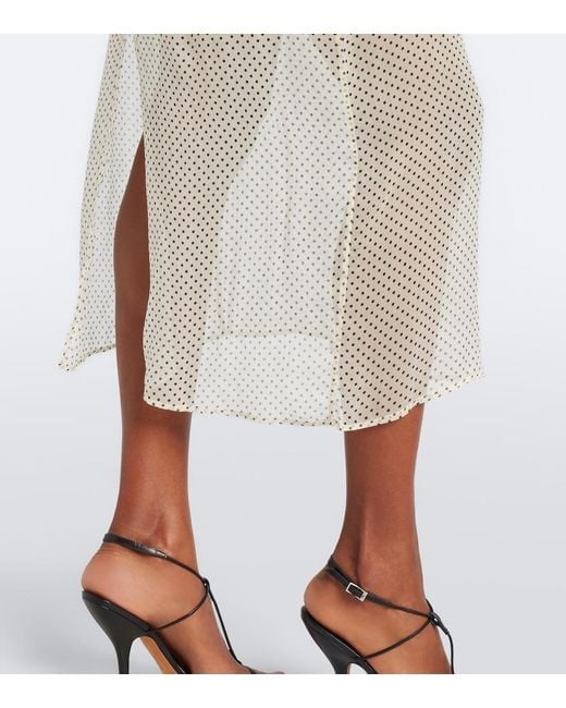 Hunza G White Polka-Dot Sheer Midi Skirt