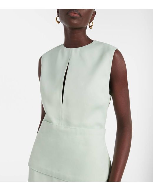 Jil Sander White Midikleid Aus Satin