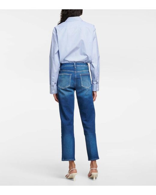FRAME Blue Mid-Rise Straight Jeans Le Nouveau