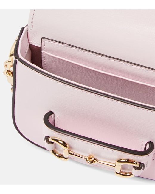 Gucci Pink Schultertasche Horsebit 1955 Mini Aus Leder