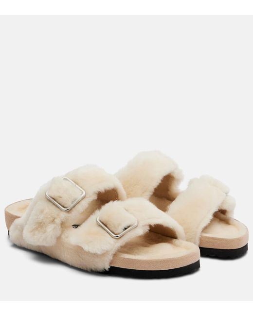 Birkenstock Natural Arizona Shearling Slides