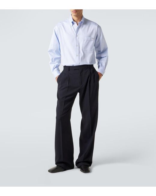 Valentino Blue Virgin Wool Straight Pants for men