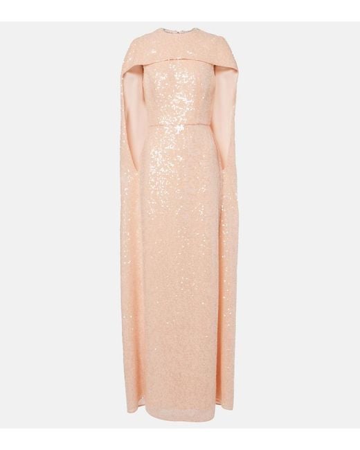 Erdem Natural Sequined Chiffon Gown