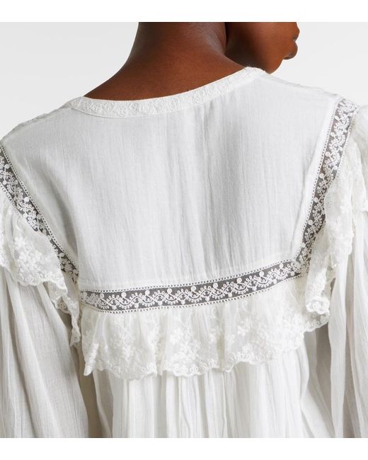 Rixo White Inez Embroidered Cotton Minidress