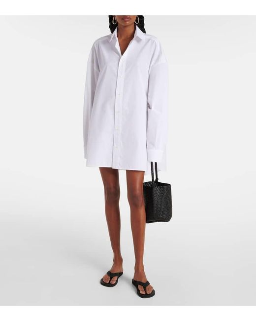Wardrobe NYC White Oversized Cotton Poplin Shirt Dress