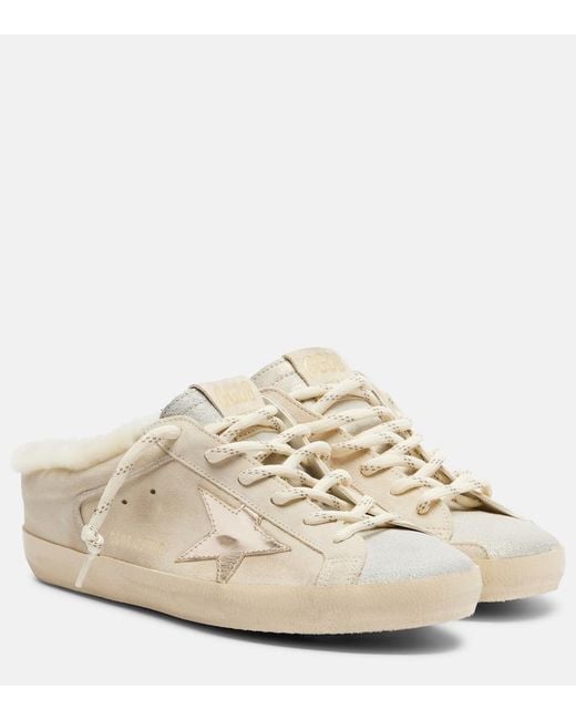 Golden Goose Deluxe Brand White Super-Star Shearling-Lined Suede Sneakers