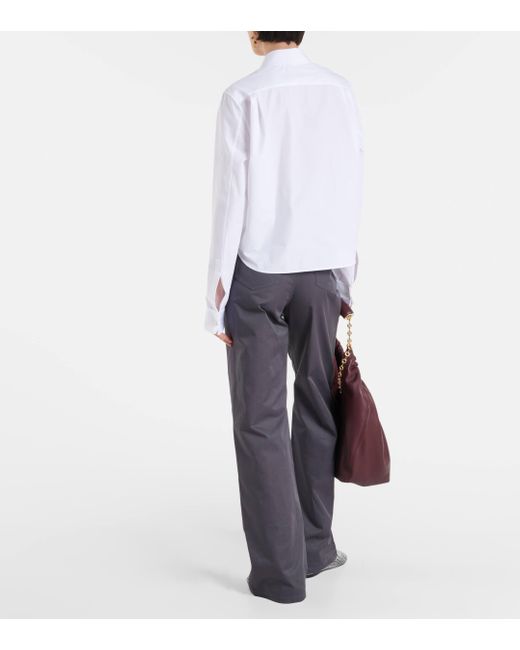 Loewe White Pleated Cotton Blouse