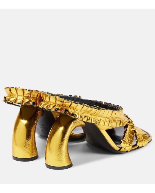 Dries Van Noten Yellow 95 Metallic Leather Sandals