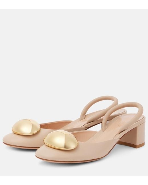 Gianvito Rossi Natural Sphera 45 Leather Slingback Pumps