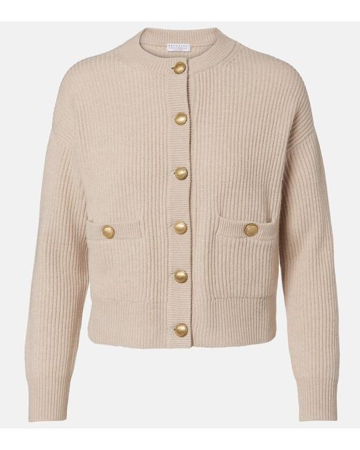 Cardigan De Lana, Cachemir Y Seda Brunello Cucinelli de color Natural