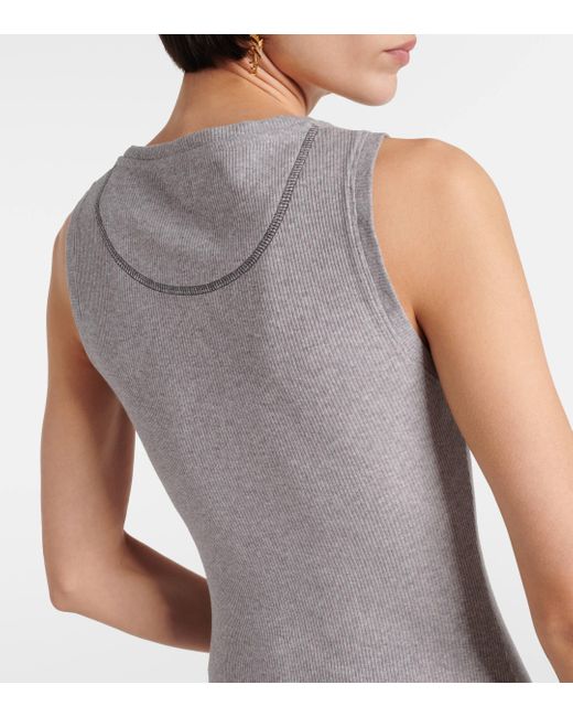 Loewe Gray Anagram Ribbed-knit Jersey Maxi Dress
