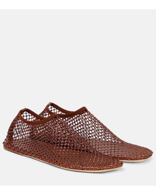 Christopher Esber Brown Minette Crystal-Embellished Mesh Flats