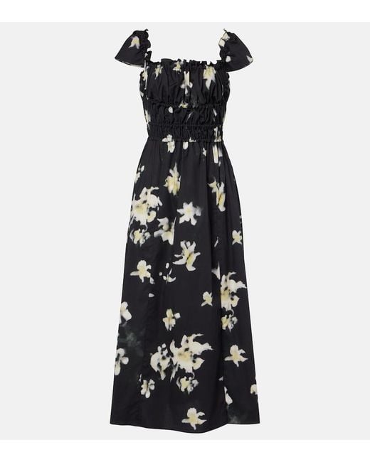 Altuzarra Black Floral Cotton-Blend Midi Dress