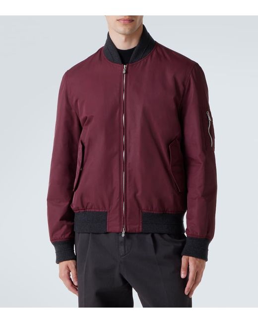 Brunello Cucinelli Red Padded Bomber Jacket for men