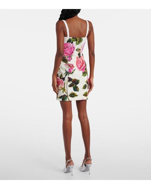 Dolce & Gabbana White Floral Print Mini Dress
