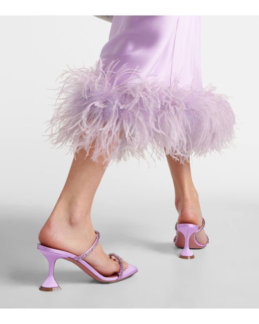 AMINA MUADDI Pink Gilda 70 Embellished Satin Sandals