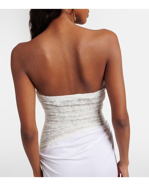 Christopher Esber White Salacia Ruched Lace And Jersey Gown