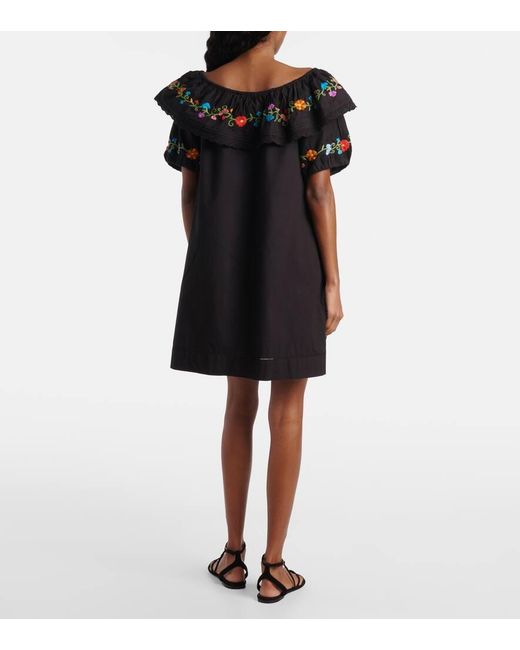 Rixo Black Besticktes Minikleid Saige Aus Baumwolle