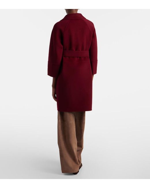 Max Mara Red Wool Wrap Coat