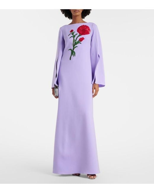 Carolina Herrera Purple Sequined Crepe Gown