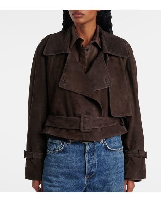 Nour Hammour Black Hatti Cropped Suede Jacket