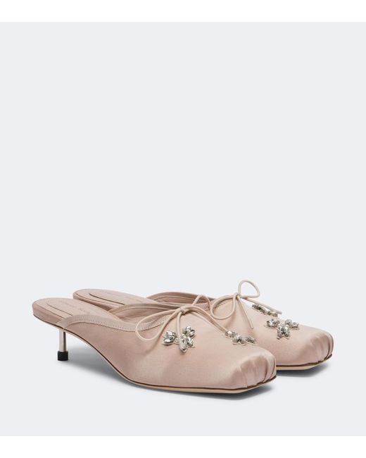 Simone Rocha Pink Embellished Satin Mules
