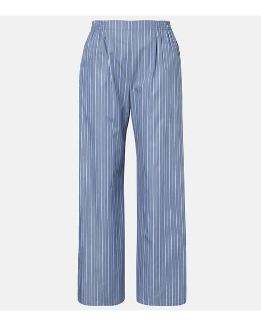 Leset Blue Yoshi Cotton-Blend Twill Wide-Leg Pants