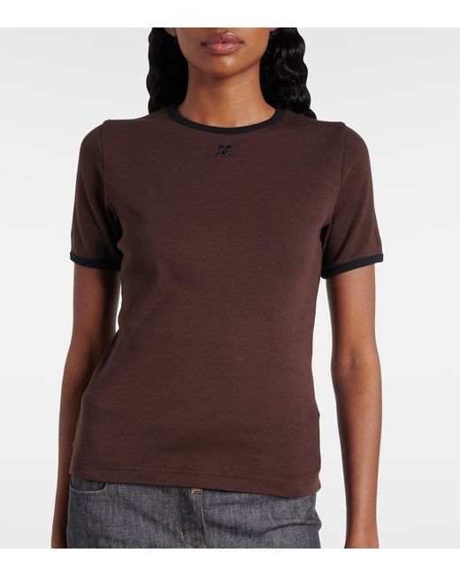 Camiseta De Algodon Con Logo Courreges de color Brown
