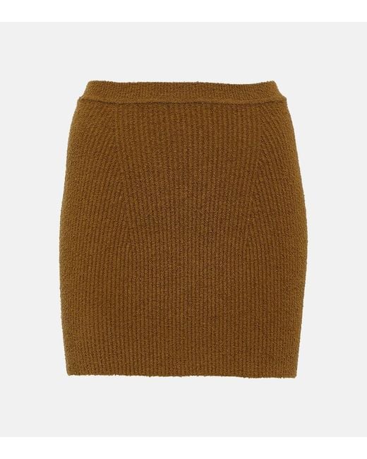 Wardrobe NYC Brown Ribbed-Knit Cotton-Blend Miniskirt