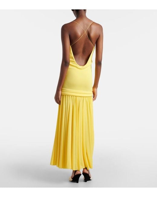 Jacquemus Yellow Abiha Gathered Jersey Midi Dress