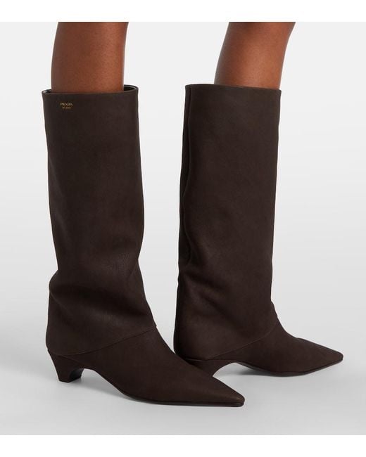Prada Black Leather Knee-High Boots