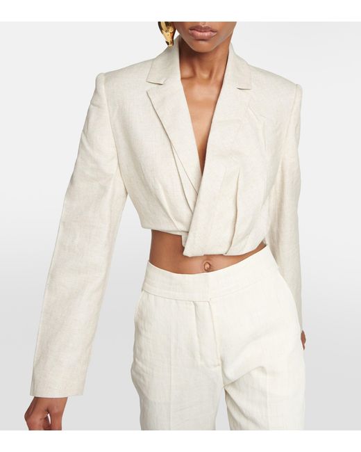 Jacquemus La Veste Bahia Courte Cropped Blazer in White | Lyst