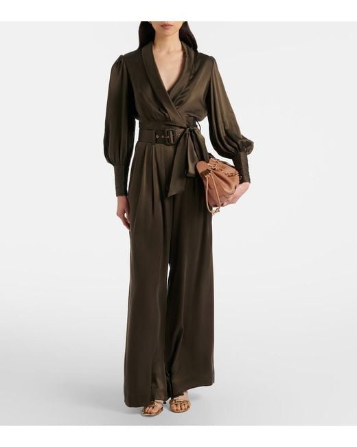 Zimmermann Green Silk Wrap Top