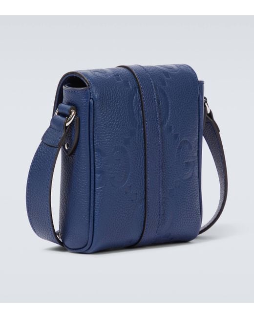 Gucci Blue Jumbo GG Small Leather Crossbody Bag for men