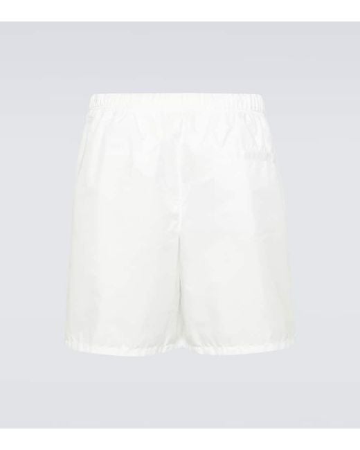 Prada White Re-Nylon Logo Swim Trunks for men