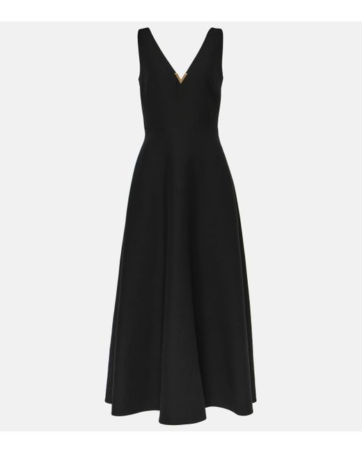 Robe midi VGold en Crepe Couture Valentino en coloris Black