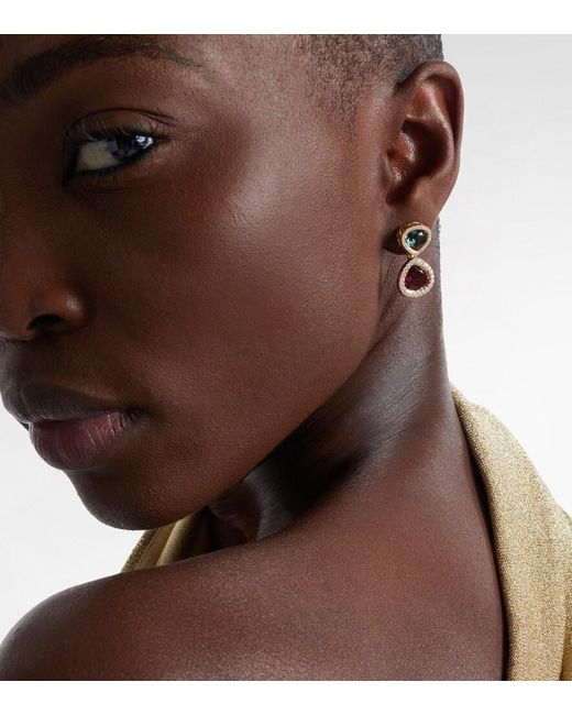 Octavia Elizabeth White Two Drop Kaleidoscope 18Kt Earrings With Tourmalines And Diamonds