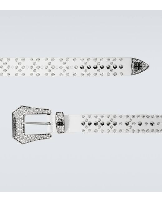 Cinturon de piel con tachuelas y cristales Givenchy de hombre de color Metallic