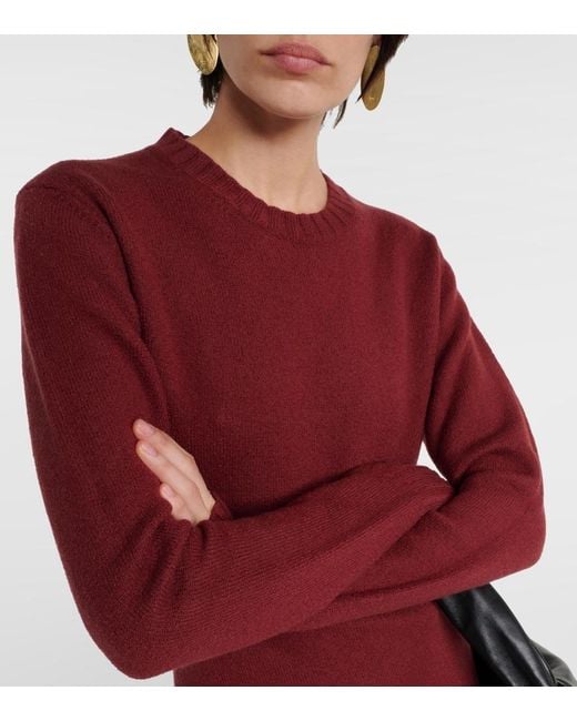 Jil Sander Red Asymmetric Wool Midi Dress