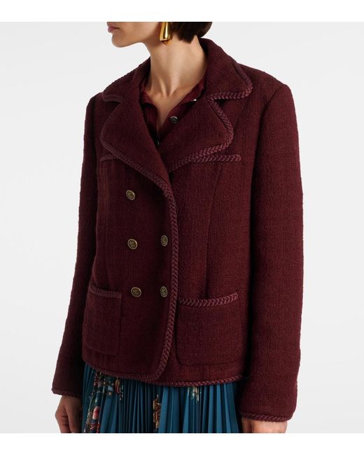Etro Purple Double-Breasted Wool And Mohair Jacket