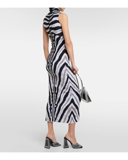 The Attico White Zebra-print High-neck Midi Dress