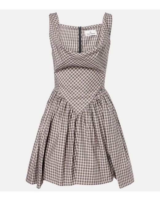 Vivienne Westwood Multicolor Mini Sunday Plaid Cotton Mini Dress