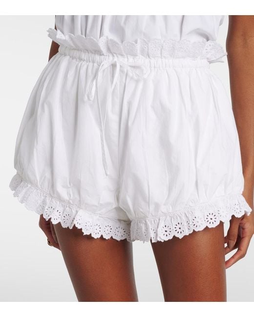 Posse White Ezra Broderie Anglaise Cotton Shorts