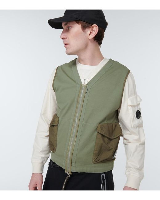 C P Company Green Cotton Jersey Vest for men