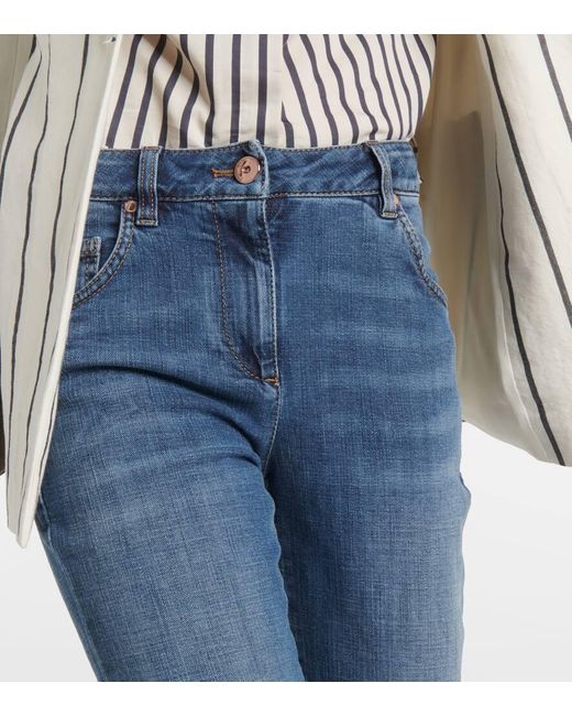 Jeans skinny cropped de tiro alto Brunello Cucinelli de color Blue