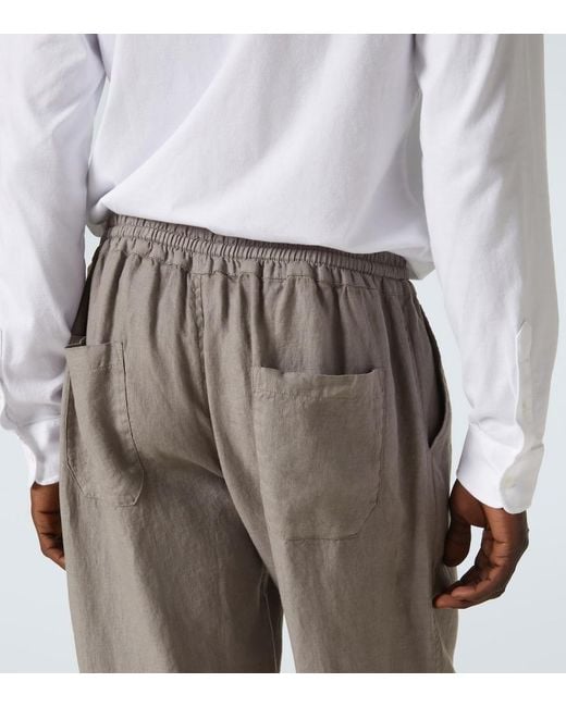 Fedeli Gray Bonifacio Linen Tapered Pants for men