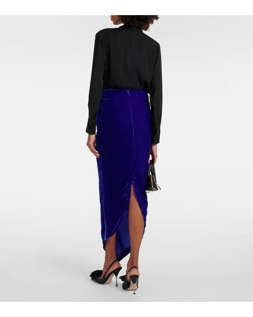 DIDU Purple Floral-applique Velvet Maxi Skirt