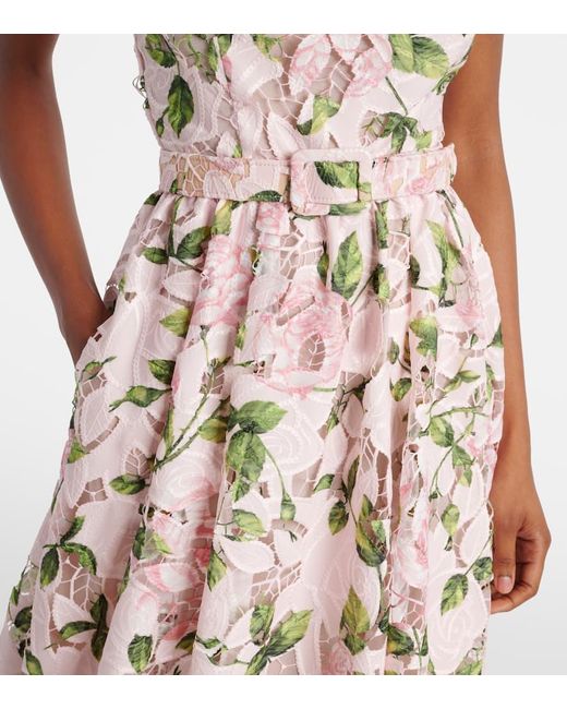 Oscar de la Renta White Floral Guipure Cocktail Dress
