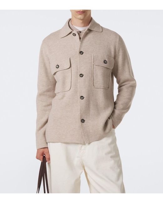 Allude Natural Knitted Wool And Cashmere Cardigan for men