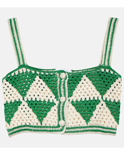 Anna Kosturova Green Maija Crochet Crop Top